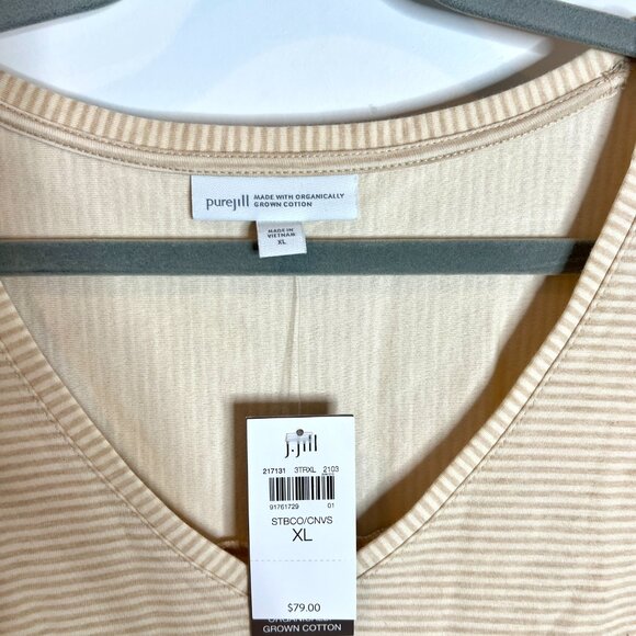 Pure Jill Made with Organically Grown Cotton Striped Oversized Dolman Sleeve Top - Picture 2 of 4